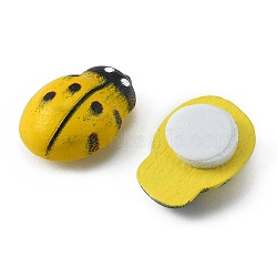 Spray Painted Wood Cabochons, with Double-sided Adhesive, Ladybug, Yellow, 12x8x5mm(WOOD-WH0024-119A)