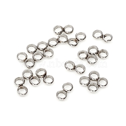 Tarnish Resistant 201 Stainless Steel Spacer Bars, Double Ring, Stainless Steel Color, 8x4x1.5mm, Hole: 2.5mm(STAS-G224-19P-03)