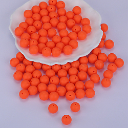 Round Silicone Focal Beads, Chewing Beads For Teethers, DIY Nursing Necklaces Making, Coral, 15mm, Hole: 2mm(SI-JX0046A-37)