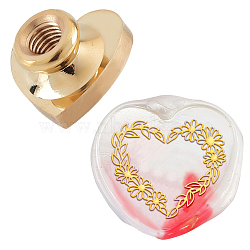 DIY Scrapbook, Brass Wax Seal Stamp, Heart, Flower Pattern, 2.5cm(AJEW-WH0185-0013)