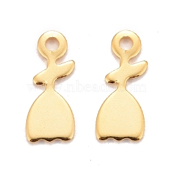 201 Stainless Steel Pendants, Flower, Real 24k Gold Plated, 15.5x6.5x0.9mm, Hole: 1.2mm(STAS-K217-53G)