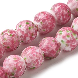 Lampwork Beads Strands, Round, Pale Violet Red, 12mm, Hole: 2mm, about 45pcs/strand, 19.09''(48.5cm)(LAMP-E036-05)