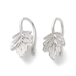 999 Fine Silver Leaf Cuff Earrings, Platinum, 15x9mm(EJEW-P296-08P)