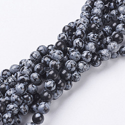 Natural Snowflake Obsidian Beads Strands, Round, 6mm, Hole: 0.8mm, about 60pcs/strand, 15~16 inch(X-GSR6mmC009)