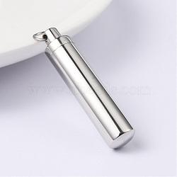 304 Stainless Steel Openable Pendants, Column, Stainless Steel Color, 37x9mm, Hole: 6mm(STAS-M273-06P)