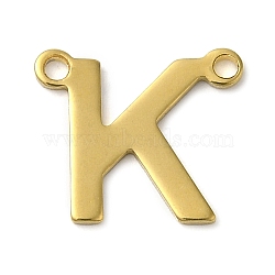 304 Stainless Steel Charms, Real 18K Gold Plated, Letter Charm, Letter K, 10x11.5x1mm, Hole: 1mm(STAS-Z074-04G-K)