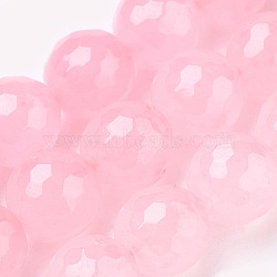 Natural Malaysia Jade Beads Strands, Dyed, Faceted, Round, Pink, 6mm, Hole: 1mm, about 66pcs/strand, 14.9 inch(X-G-K288-6mm-14)