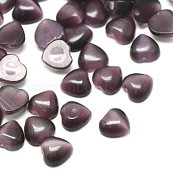 Cat Eye Cabochons, Heart, Purple, 12x12x3mm(CE-J003-12x12mm-16)