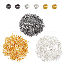 2100Pcs 3 Colors Rondelle Brass Crimp Beads, Mixed Color, 1.5mm, Hole: 0.5mm, 700pcs/color(KK-HY0001-56)