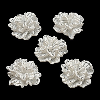 Opaque Resin Cabochons, 3D Flower, White, 21~25x21~25x10.5~11mm