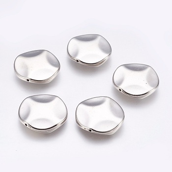 CCB Plastic Beads, Flat Round, Wavy, Platinum, 28.5x29x6mm, Hole: 1.4mm