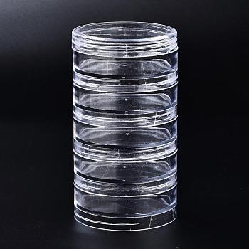 Polystyrene Bead Storage Containers, with 5 Compartments Organizer Boxes, for Jewelry Beads Small Accessories, Column, Clear, 7x12.6cm, compartment: 6.2x2cm