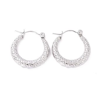 304 Stainless Steel Chunky Hoop Earrings for Women, Stainless Steel Color, 21x20x3.5mm, Pin: 0.8mm
