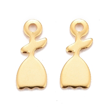 201 Stainless Steel Pendants, Flower, Real 24k Gold Plated, 15.5x6.5x0.9mm, Hole: 1.2mm