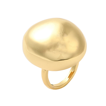 Oval Brass Finger Rings for Women, Golden, Inner Diameter: 17mm