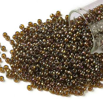 TOHO Round Seed Beads, Japanese Seed Beads, (459) Gold Luster Dark Topaz, 8/0, 3mm, Hole: 1mm, about 222pcs/10g