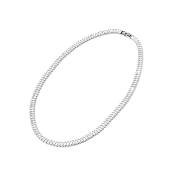 Clear Cubic Zirconia Tennis Necklace, 304 Stainless Steel Link Chains Necklace for Women, Stainless Steel Color, 18.03 inch(45.8cm)