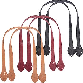 PU Leather Bag Handles, for Bag Straps Replacement Accessories, Mixed Color, 59.8x1.55~3.2x0.25cm, Hole: 1.8mm, 3 colors, 2pcs/color, 6pcs/set