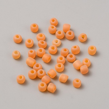 Frosted Glass Beads, Rondelle, Orange, 4~4.3x3.3~4mm, Hole: 1.2~1.5mm