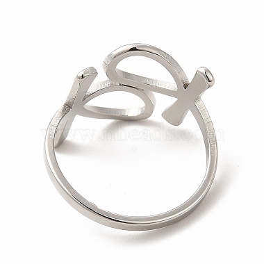304 Stainless Steel Feminie Sign Open Cuff Ring for Women(RJEW-B027-01P)-3