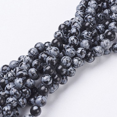 6mm DarkSlateGray Round Snowflake Obsidian Beads