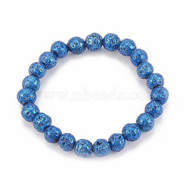 bracelets extensibles perlés en pierre de lave synthétique(G-T104-35B)-2