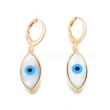 Shell & Synthetic Turquoise Horse Eye Dangle Leverback Earrings(EJEW-N012-77)-2