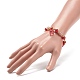 Natural Carnelian(Dyed & Heated) & Strawberry Quartz Beaded Stretch Bracelet with Glass Strawberry Charms for Women(BJEW-JB09026)-4
