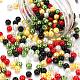 300Pcs 5 Colors Christmas Theme Baking Painted Glass Pearl Round Beads(HY-FS0001-02)-3