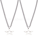 2Pcs Star Stainless Steel Pendant Twisted Chain Necklaces for Women Men, Stainless Steel Color, 18.50 inch(47cm)(NJEW-LP0001-13)