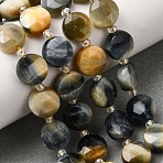 Dyed Natural Tiger Eye Beads Strands, Faceted Hexagonal Cut Coin Beads, with Seed Beads, Blue, 10~10.5x6~6.5mm, Hole: 1.2mm, about 15pcs/strand, 7.28''(18.5cm)~7.68''(19.5cm)
(G-D105-A12-01)