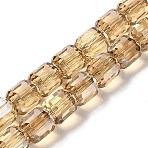Electroplate Glass Beads Strands, Faceted, Column, Moccasin, 6x6.5mm, Hole: 1mm, about 70~72pcs/strand, 20~20.87''(53cm)(EGLA-D030-19J)