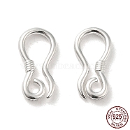 925 Sterling Silver Earring Hooks, Earring Wire with Loops, with S925 Stamp, Silver, 15 Gauge, 17.5x9x2mm, Hole: 2mm, Pin: 1.5mm(STER-K174-16S)