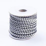 Round Braided Cowhide Cords, White, 3mm, about 10.93 yards(10m)/roll(WL-L009-01L)