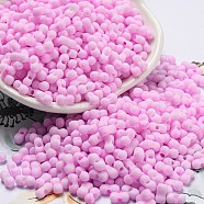 Macaron Color Opaque Frosted Glass Seed Beads, Peanut, Pearl Pink, 6x3x3mm, Hole: 1.2mm, about 4000pcs/pound(SEED-K009-12B-05)