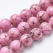 Assembled Synthetic Turquoise and Shell Beads Strands, Dyed, Round, Hot Pink, 10mm, Hole: 1mm, about 40pcs/strand, 15.7 inch(G-S212-10mm-09)