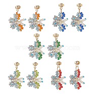 Glass Beaded Butterfly Dangle Stud Earring, 304 Stainless Steel Ear Stud for Women, Mixed Color, 30.5mm, Pin: 0.8mm(EJEW-JE05135)