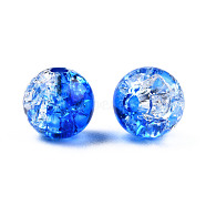 Transparent Crackle Acrylic Beads, Round, Blue, 8x7.5mm, Hole: 1.8mm, about 1700pc/500g(CACR-N002-21B)
