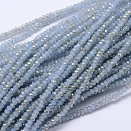 Faceted Rondelle Half Rainbow Plated Electroplate Glass Beads Strands, Light Steel Blue, 2.8~3x2mm, Hole: 0.8mm, about 200pcs/strand, 15.1 inch(EGLA-M006-2mm-B04)