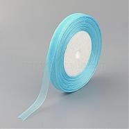 Organza Ribbon, Sky Blue, 3/8 inch(10mm), 50yards/roll(45.72m/roll), 10rolls/group, 500yards/group(457.2m/group)(RS10mmY-064)