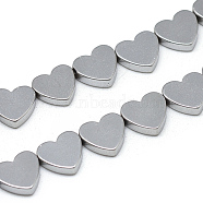 Electroplate Non-magnetic Synthetic Hematite Beads Strands, Heart, Platinum Plated, 6x5.5x2mm, Hole: 0.5mm, about 68pcs/strand, 15.7 inch(X-G-T057-13H)