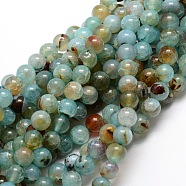 Dyed Natural Agate Round Beads Strands, Aqua, 14mm, Hole: 1mm, about 28pcs/strand, 14.9 inch(G-E321A-14mm-02)