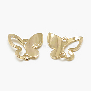 Brass Charms, Butterfly, Real 18K Gold Plated, 12x14.5x2mm, Hole: 1mm(KK-N200-062)