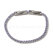 304 Stainless Steel Rhinestone Cup Chain Bracelets, Violet, 7-5/8x1/8 inch(19.3x0.3cm)(BJEW-S002-01A)