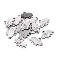 201 Stainless Steel Charms, Laser Cut, Elephant, Stainless Steel Color, 8.7x12x0.7mm, Hole: 1.2mm(STAS-F255-041P)