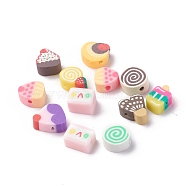 Handmade Polymer Clay Beads, Sweet Food Shape, Mixed Color, 8~12x8~10x5mm, Hole: 1.6mm(CLAY-CD0001-01)