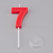 Paraffin Candles, Number Shaped Smokeless Candles, with Holder, Decorations for Wedding, Birthday Party, Random Single Color or Random Mixed Color, Num.7, 7: 99x32.5x8mm, Hole: 2.5mm(DIY-K028-B-07)
