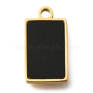 304 Stainless Steel Geometry Charms, with Plastic Imitation Shell, Golden, Ion Plating(IP), Rectangle, 14x8x1.5mm, Hole: 1.6mm(STAS-Q348-15A)