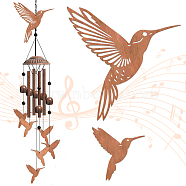 Iron Pendant Decoration, Wind Chime, with Rope and Hooks, Bird, 76.2~140x76.2~140mm(HJEW-WH0086-002)