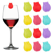 2 Sets 12Pcs Silicone Wine Glass Charms, Drink Markers, Owl, Mixed Color, 23x18x14mm(AJEW-NB0005-69)